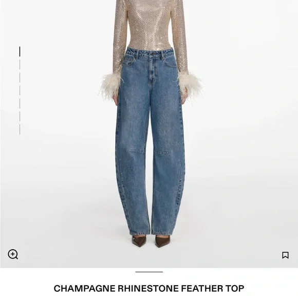 Self-Portrait, CHAMPAGNE RHINESTONE FEATHER TOP - Picture 4 of 17